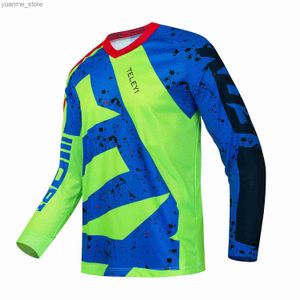 Camicie ciclistiche cime 2024 mx da uomo estate a maniche lunghe in mountain mountain mountain bike abiti da designer traspirante in motocross Jersey Teleyi Y240410