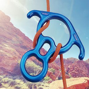 Aluminum Climbing Descender 50KN Figure 8 Word Rope Descender Rappel Ring Rappelling Gear Belay Device Lock Buckle Equipement