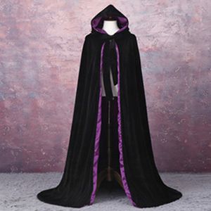 Elegant Velvet Hooded Wedding Cloak Winter Long Cape Unisex Halloween Costume Cape Hooded Velvet shawl coat cloak