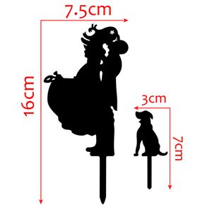 4 Colors Acrylic Bride Groom Cake Flag Toppers Mr & Mrs With Pet Dog For Wedding Anniversary Party Cake Decor Hot Sale