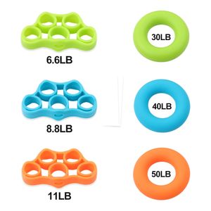 Nya silikonfingerdragring Ringstyrka Trainer Rummi Loop Pull Ring Hand Grip Finger Gripper Resistance Band för träning