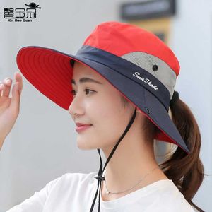 Fashion designer 9002 summer women's hat outdoor sunshade cap horsetail hole fisherman's sun breathable mountaineering h273V