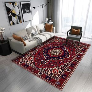 Boho Maroko Retro dywan do salonu sypialnia sypialnia nocna dywan bez poślizgu dywany czerwony jedwabny dywan 160x230 Mata podłogowa