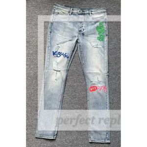 Kusbi Jeans Mens Designers Calças KSB Men's Spring/Summer lavado desgastado com buracos alongamentos de ajuste esbelto 30-40ETYMFV2F 876