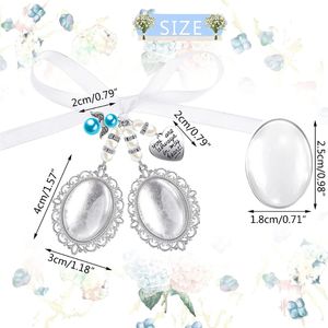 1 Pc Lacy Oval Bridal Charm DIY Wedding Bouquet Party Photo Charm with Silk Bowknot Handkerchief Bouquet Brooch Decor Pendant