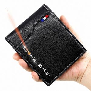 Luxo PU Leather Men Walets Free Nome Grating Card Titular Novo Curto Macho Male Macicleira Zíper Brand Brand Man Pesses Q6NV#