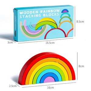 Baby Toys Rainbow Building Blocks Wooden Toys For Kids Creative Rainbow Stacker Montessori Educational Toy For Children