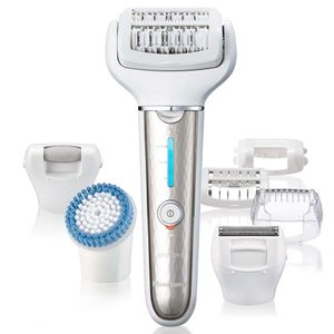 Panasonic Endless Golarka Epilator dla kobiet z 7 przyczepami - delikatne mokre/suche usuwanie włosów, płukanie stóp, pędzel do czyszczenia ciała - ES -EL9A -S