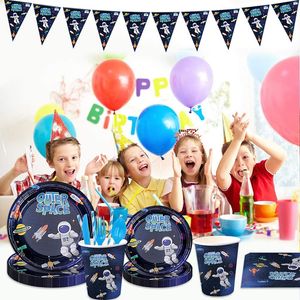 49PCS Astronauta Party Dostawy kosmicznej planety kosmicznej motyw jednorazowe zastawa stołowa