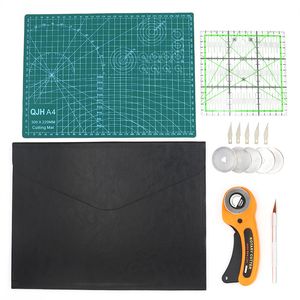 DIY Leather Craft Tool Kit Leather Cutter with Blades Sewing Patchwork Ruler A4 Cutting Mat PU Storage Bag Leather Supplies