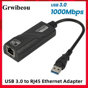 Cartões USB 3.0 Card de rede com fio USB para RJ45 Adaptador Ethernet LAN 10/10/1000Mbps USB 3.0 Adaptador de rede para MacBook Laptop PC Win 10