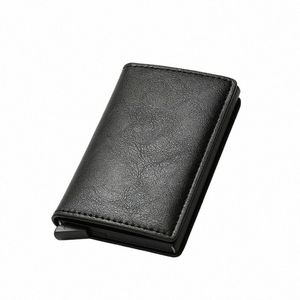 Benutzerdefinierte Kartenhalter RFID Schwarzes Kohlenhydratfaser Leder Einfacher Brieftaschengeschenk verplauscht R9LD#