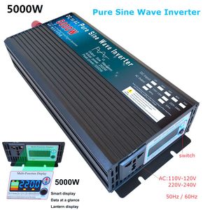 Inverterare 4000W 5000W Pure Sine Wave Inverter DC12V 24V 48V 60V till AC 110V 220V Solar Power Spänning Converter Car Hushåll