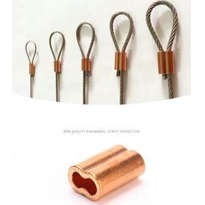 HQ CF02 Red Copper M0.5-M12 Various Steel Cable Wire Rope Fixing Clip 8-Shape Double Hole/Oval/Round Ferrule Sleeves