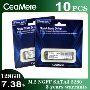 GUIDA CEAMERE 10PCS M2 NGFF sataiii M.2 2280 SSD 256GB SSD 128GB SSD 512 GB Disk rigido a stato solido SSD per laptop Desktop