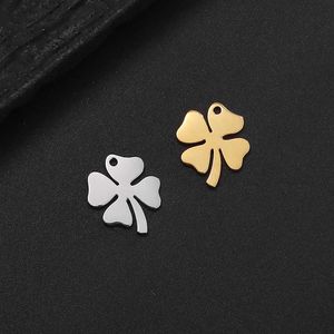 Pendanthalsband 5st/Lot Rostfritt stål Lucky Four-Leaf Clover Charms hängsmycken för DIY-halsbandörhängen Smycken Makande Tillbehör Fynd 240410