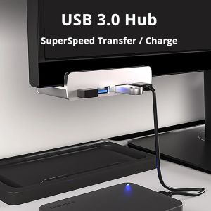 ハブ4ポートUSB 3.0ハブタイプ付きC電源ポートモニターデスクエッジUSB 3.0クリップタイプラップトップPC用のクリップタイプアルミニウムハブ