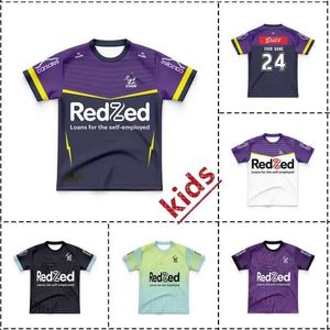 2024 Melbourne Storms Kids Home Away Training Rugby Jersey -Mens 사이즈 16-26 인쇄 이름 번호 최고 품질