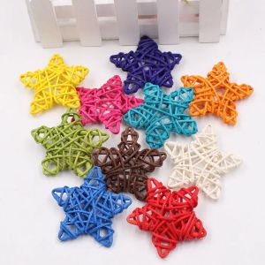 10Pcs 6CM ArtifIcial Rattan Star Pentagram Shape DIY Accessories Sepak Takraw Home Decor Xmas Tree Festival Hanging Ornaments