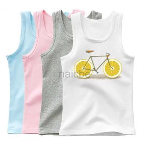 T-Shirts Girls Lemon Bike Tanktops Girls Cartoon Obst Erdbeer-Singulett Kinder Ärmeloses lustiges T-Shirt Kinder Sportweste 240410