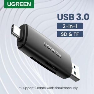 Читатели Ugreen Reader Reader USB3.0 Typec to SD Micro SD TF Reader 2 в 1 для ноутбука.