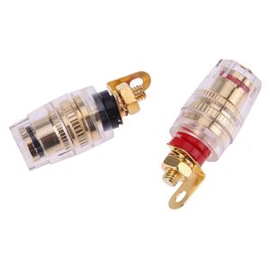 2pcs 4 mm goldplattierte HiFi -Verstärker -Lautsprecher Bindungswesen Messinganschluss mit transparenten Schalen -Bananen -Stecker Sockel