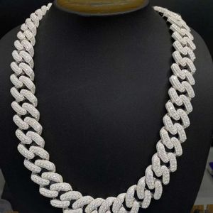 Custom Cuban Chain 22mm Width Round Moissanite Diamonds Studded Link Men's Iced Out Rapper Chains