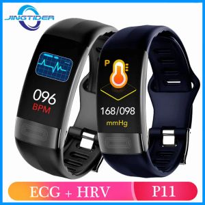 Armband P11 Fitness Armband ECG HRV MEN SMART Titta på kvinnors hjärtfrekvens Blodtryck Smartband Vattentät smartur för Xiaomi iPhone