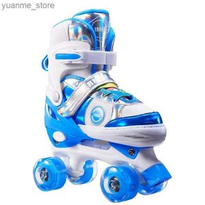 Inline Roller Skates Einstellbare Größe Roller Skates Schuhe Patinen für Kinder Kinder rutschen Quad -Sneaker PU Flash 4 Räder 2 Reihenlinie Geschenk Y240410