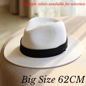 Big Head 62CM Panaman Straw Hat with Foldable Straw Woven Hat Plus Size Men Jazz Top Hat Sun Protection Sun Shading Hat 240322