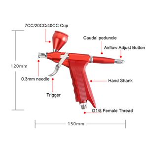 Luftborste 0,3mm 20 40 CC bilkonst Tätningsmodell Pencilpenna Spray Gun Sprayer Paint Airbrush för konstnär