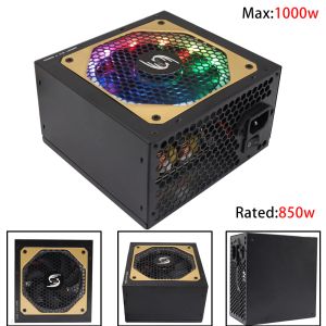 Leveranser RGB 850W ATX PC Power Supply 220V Max 1200W Game Computer Server PSU 20/24 Pin Mining PSU Supply Mining PC Source Bitcoin
