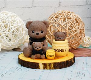 3D söt plyschbjörn silikonform aromaterapi ljus som gör diffusor sten gips mögel honung kruka fondant kaka choklad mögel