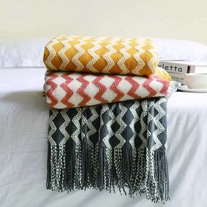 Blankets Nordic Knitted Tassel Throw Blanket Sofa Cover Bed Decorative Solid Soft Plaid Bed Thread Blankets Travel Office Nap