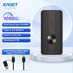 Drives EAGET M30 Portable External SSD TypeC 3.2 Gen2 1TB 512G 2tb 1050MB/s Hard Drive Portable Solid State Disk For Laptop