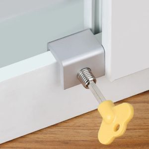 1pcs Adjustable Sliding Window Locks Stop Aluminum Alloy Door Frame Security Lock with Keys Home Office Safety window Lock
