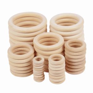 20-80 mm DIY-Schmuck Herstellung von Handwerksfehlern 5/10/15/20/25/50pcs Holzrundkreis Holzringe Baby Spielzeug handgefertigtes Zubehör