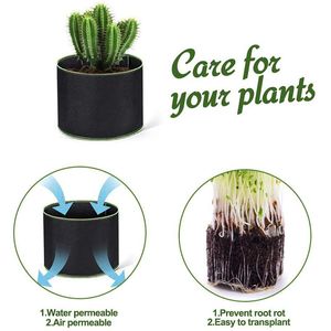 2st Grow Bag Black Multi Size Fabric Nursery Pot Plant Pouch Root Container Grönsaker Blomma Planter Diy Potato Gardening