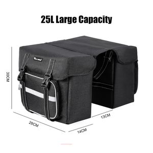 WEST BIKING 25L Large Bicycle Bags Cycling Travel Trunk Bag Double Side Rear Rack Panniers Waterproof MTB Luggage Carrier Bags