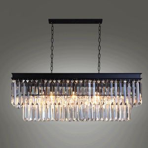 Moderna rektangulära lysterkristallkronkronor Belysning Crystal Chandeliers Luminaria de Techo Hanglamp Lighting Fixtures for Living264J