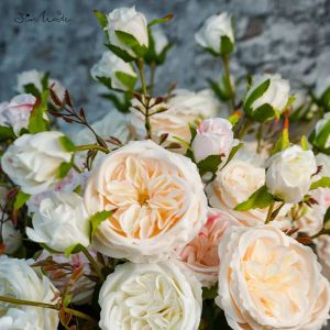 Sunmade 6 Heads Austin Rose Branch Silk Wedding Flowers Flores Artificales Decor Decor Układ kwiatowy DIY