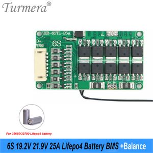 Turmera 6S 25A Balance BMS 19.2V 21.9V Scheda protetta da batteria LifePO4 con utilizzo PTC in 18650 26650 32700 33140 Batterie LifePO4