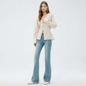 High End Four -Sided Elastic Micro Jeans för Womens Spring and Summer New High midja Slim Slimning Floor Slim Pants
