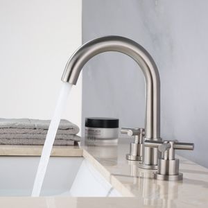 Pia de lavagem do banheiro TAP SOLIÇÃO 304 Aço inoxidável Planetas duplas Bathtub Mixer Tap 3 Buracos Bacia Torneira Conjunto de Candidato