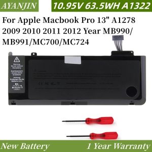 Batteries New 10.95V 63.5Wh Laptop A1322 Battery For Apple Macbook Pro 13" A1278 2009 2010 2011 2012 Year MB990/MB991/MC700/MC724