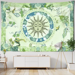 Burning Sun Tapeçaria Parede Holding Flor Vine Retro Misterioso hippie Bohemian Witchcraft Home Decor