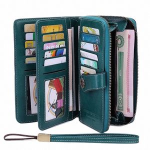 Högkvalitativa kvinnor plånbok RFID anti-stöld läderplånböcker för kvinna LG dragkedja stora damer koppling väska kvinnlig handväska korthållare l05c#