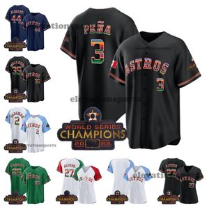 Мексика Astros 2 Bregman Baseball Jersey27 Alttuve 44 Alvarez 3 Pena Houstons Verlanderframber Valdez 71 Хадер Джефф Багвелл Брайан Хосе Абреу Мужские женщины молодежь Джерси