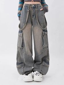 Мужские штаны американский стиль модный мужчина и женщины ретро-одежда прямая трубка свободная расстройство дизайна уличная хип-хоп швабка