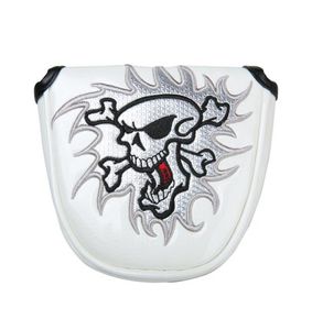2017 Factory Customized Logo Brodery New White Skull Mallet Putter Cover HeadCover5897099